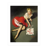 Pinup Sexy Girl Posing In Red Dress (Print Only) thumbnail