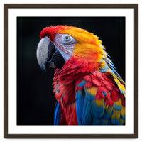 Scarlet Macaw Parrot Vibrant Plumage Close Up