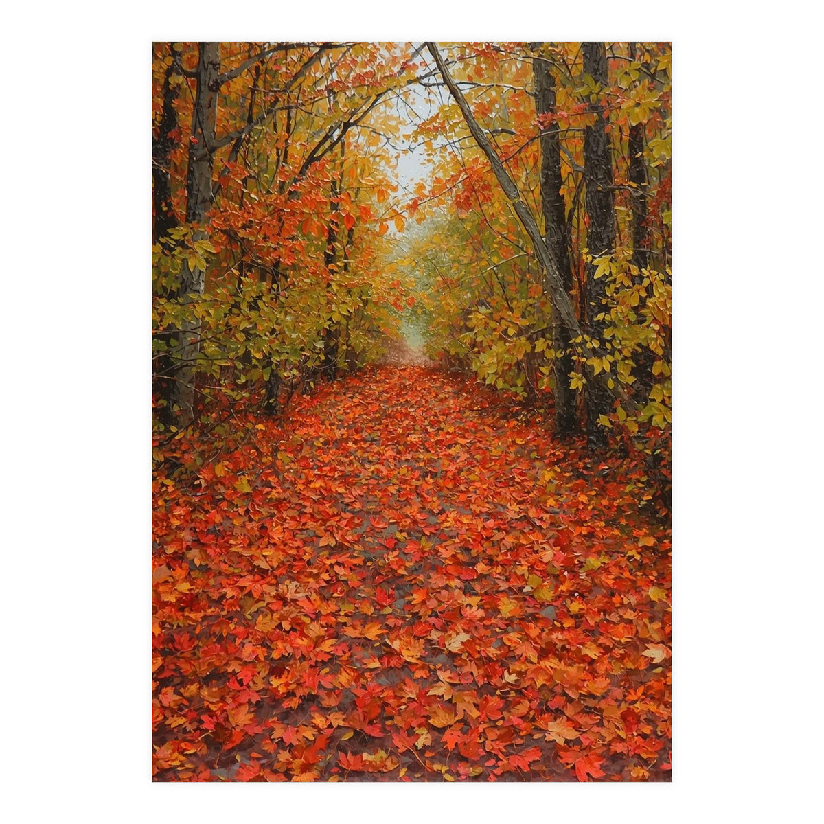 Lush Autumn Forest Path Covered (Print Only)