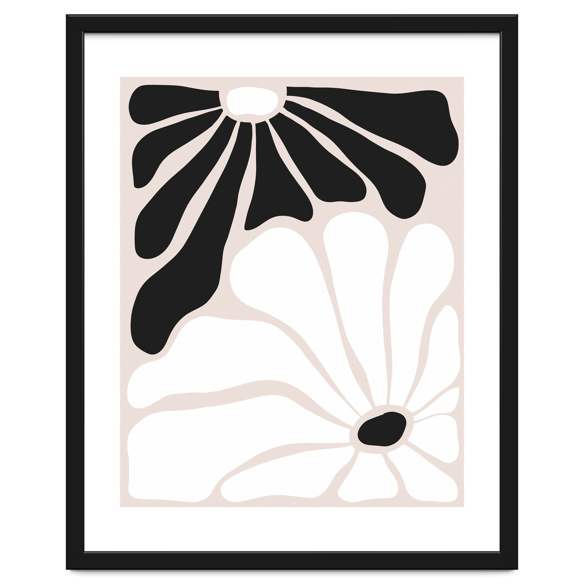 Floral Yin Yang, Scandinavian Nature Flowers Botanical Concept, Plants Blossom Positivity Neutral Minimalism
