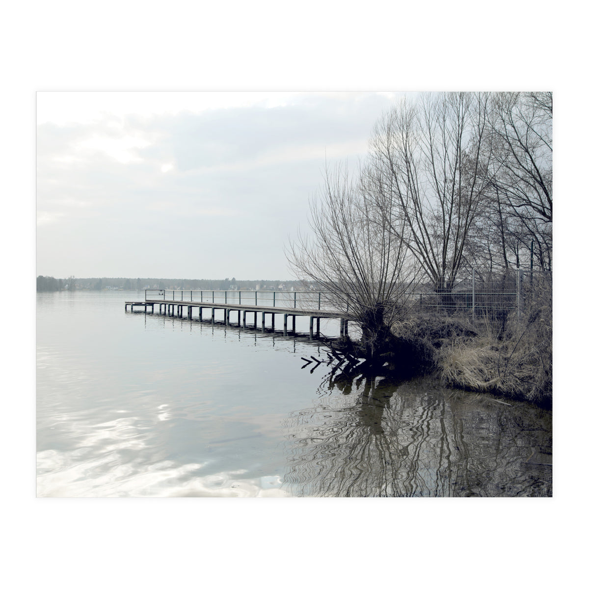 Sunny day pier in the lake (Print Only)