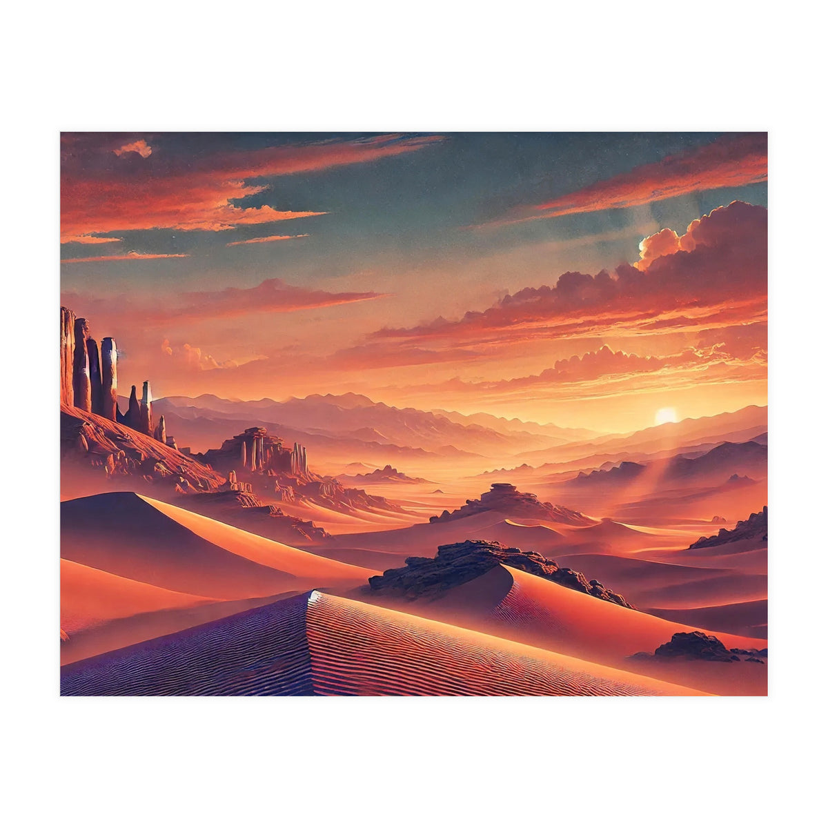 Vintage Chile, Atacama Desert Sunset Poster (Print Only)