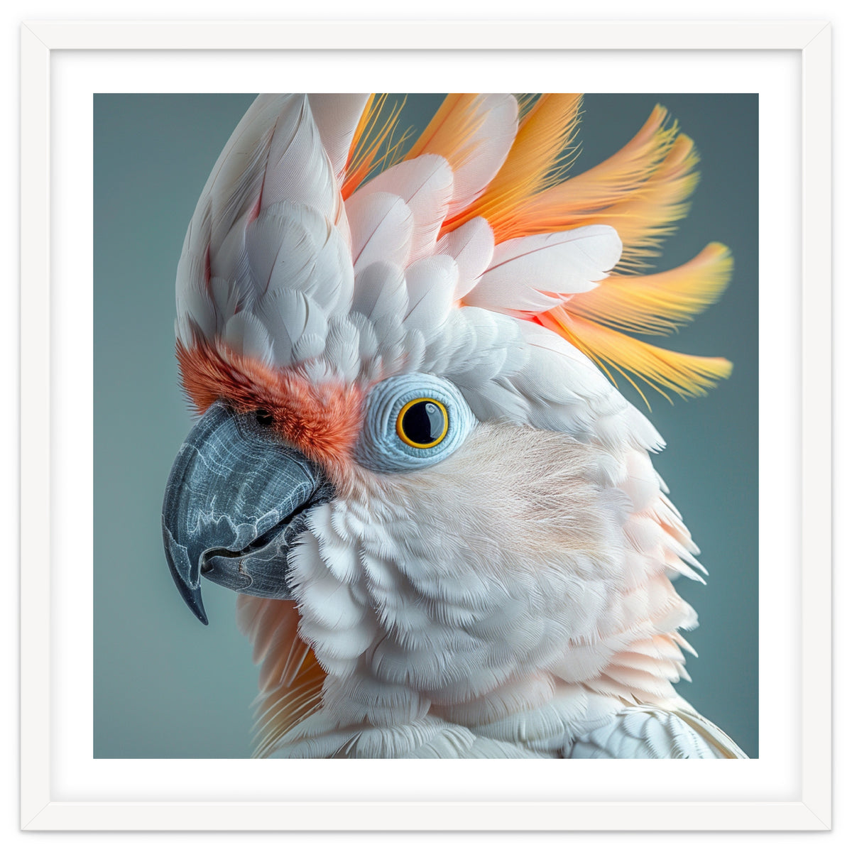 Salmon Crested Cockatoo Close Up Portrait