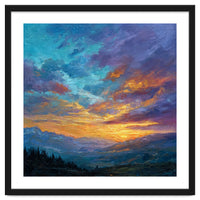 Ethereal Alpine Sunset Over Distant Peaks