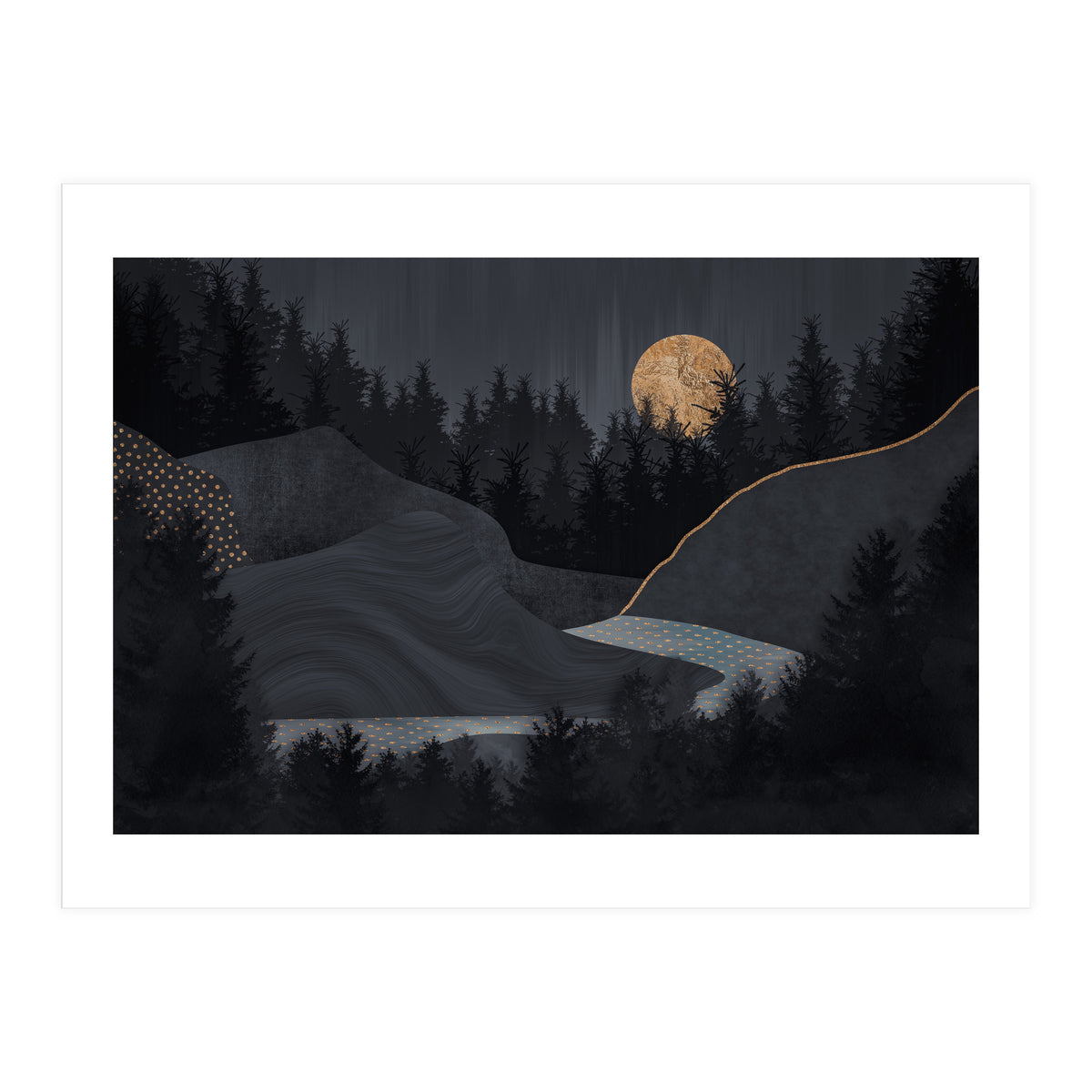 Abstract Landscape Midnight Moon (Print Only)