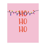 HO HO HO Christmas Lights Art, Pink Holiday Illustration, Modern Festive Quote (Print Only) thumbnail