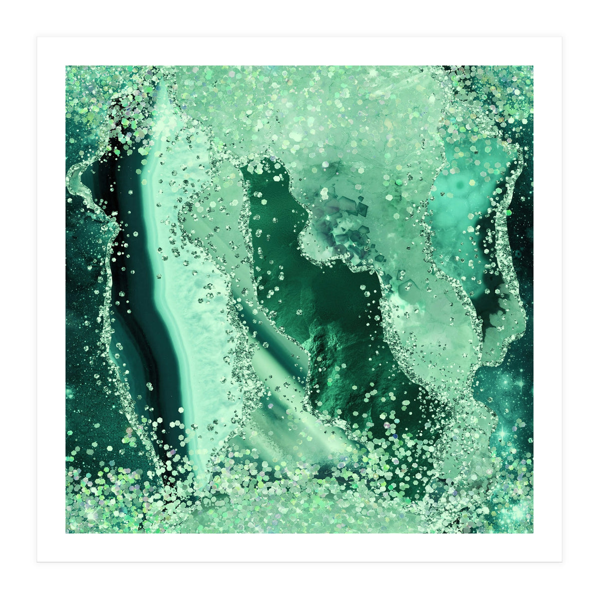 Emerald Glitter Agate Texture 03  (Print Only)