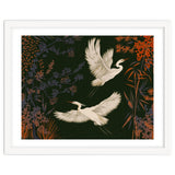 White Herons Flying Asian Art thumbnail