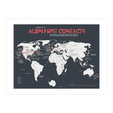 World Map of Alien First Contacts in Movies (Print Only) thumbnail