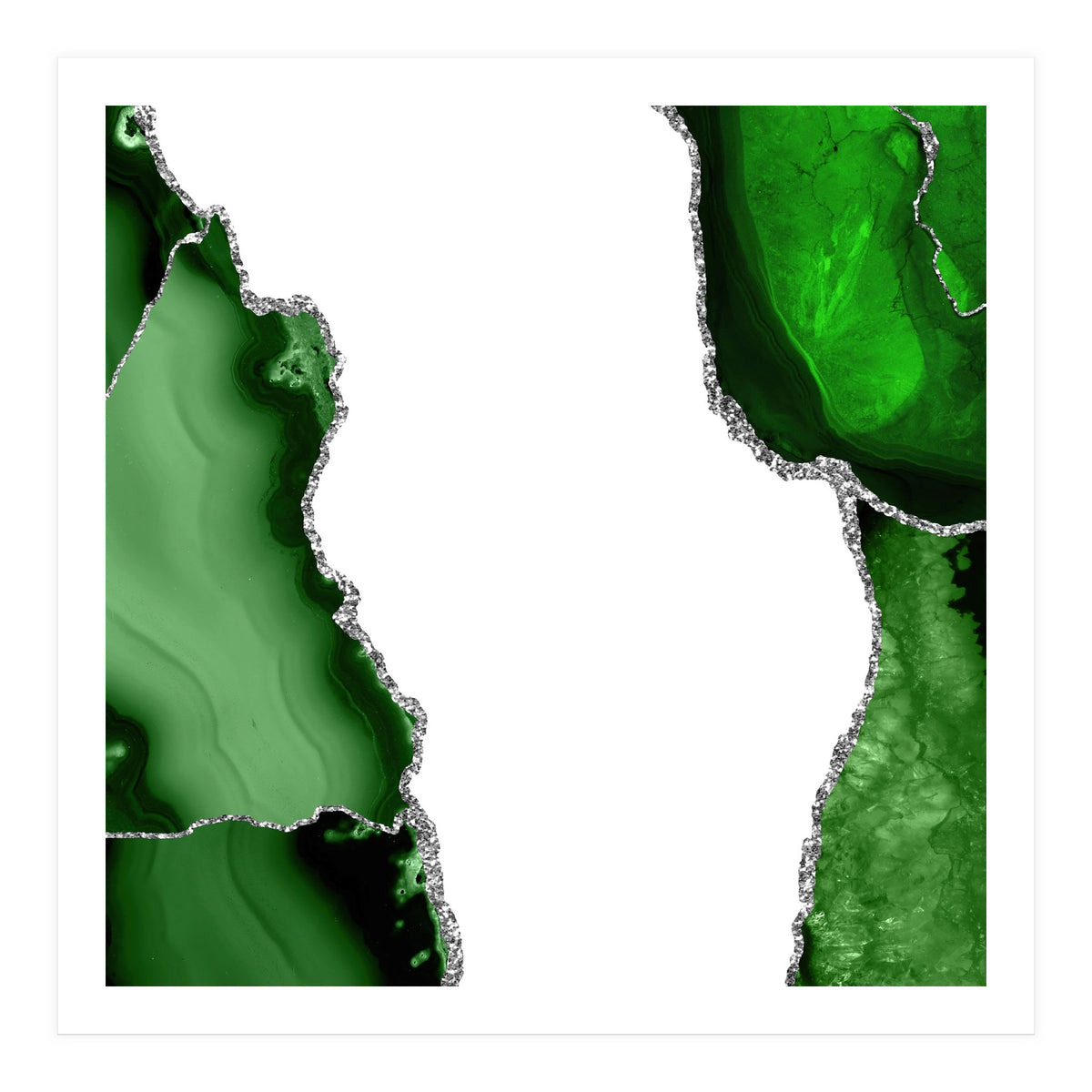 Green & Silver Agate Texture 15  (Print Only)