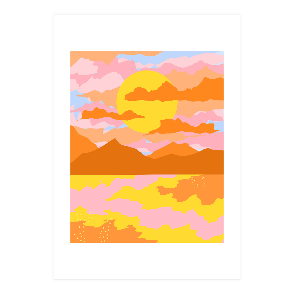 Colors Of The Sky, Sunset Sunrise Nature Landscape Illustration, Travel Adventure Bohemian Colorful (Print Only)