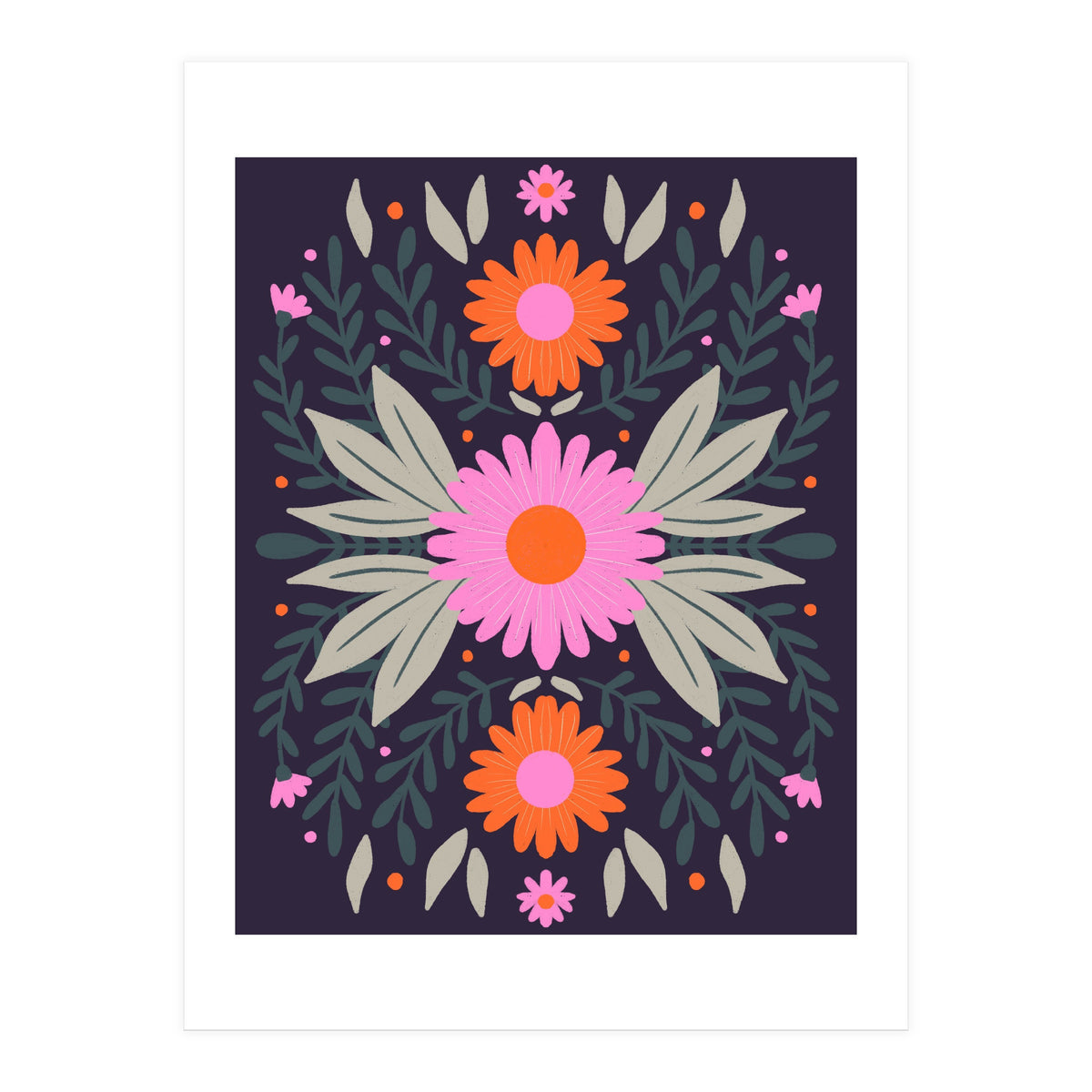 Pink And Orange Flowers (Print Only)
