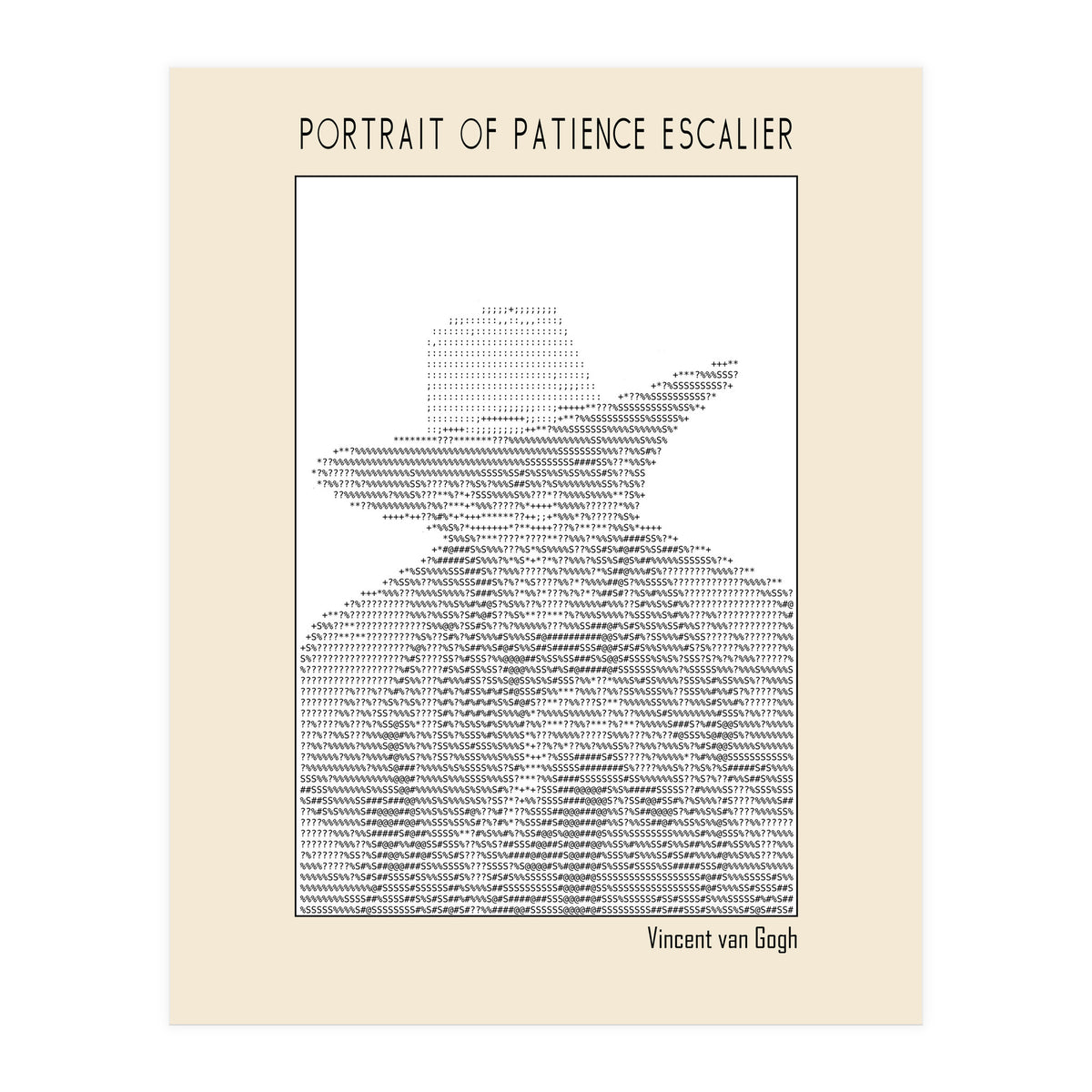 Portrait Of Patience Escalier Vincent Van Gogh Ascii Art (Print Only)
