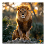 Majestic Lion Sitting On A Rock At Sunset (Print Only) thumbnail