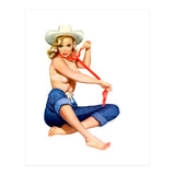Pinup Texas Girl With White Cowboy Hat (Print Only) thumbnail