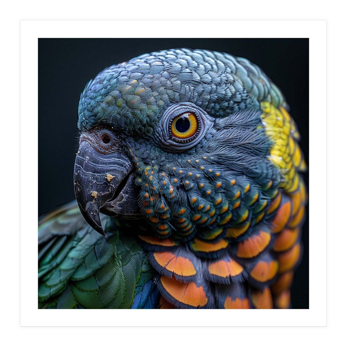 Close Up Portrait Of A Colorful Parrot's Face (Print Only)