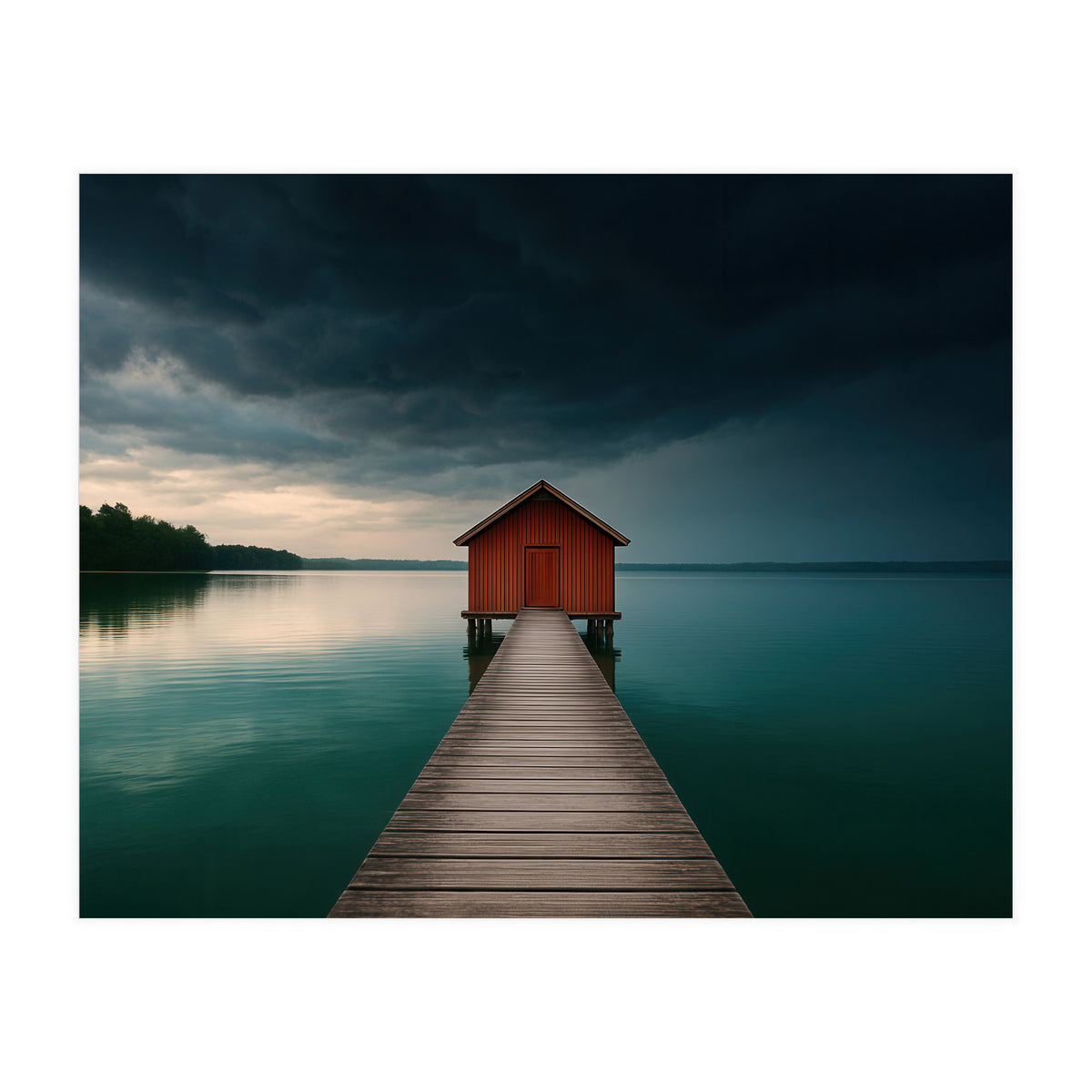 Moody Boathouse Photography Lake House (Print Only)