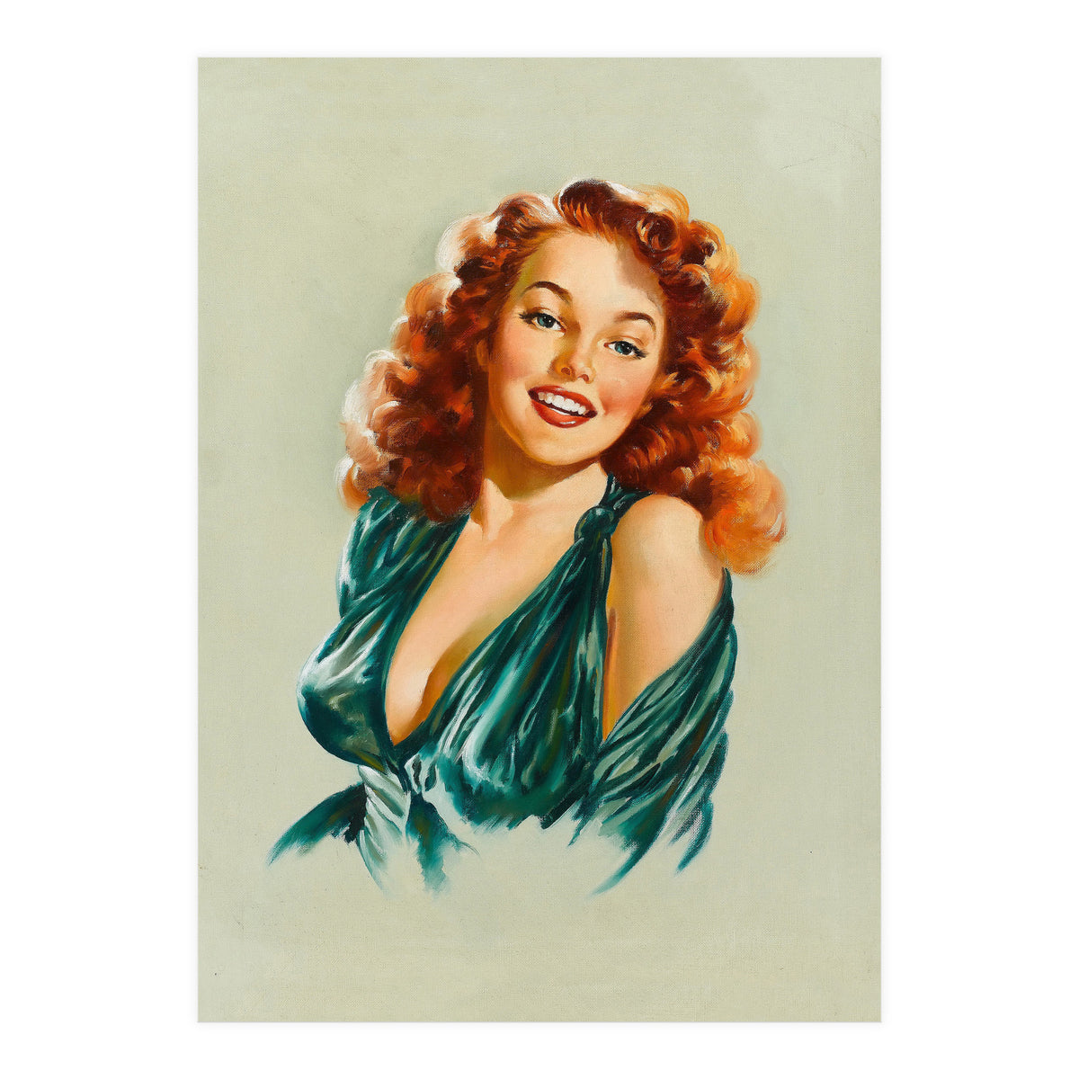 Portrait Of A Redhead Pinup Woman (Print Only)
