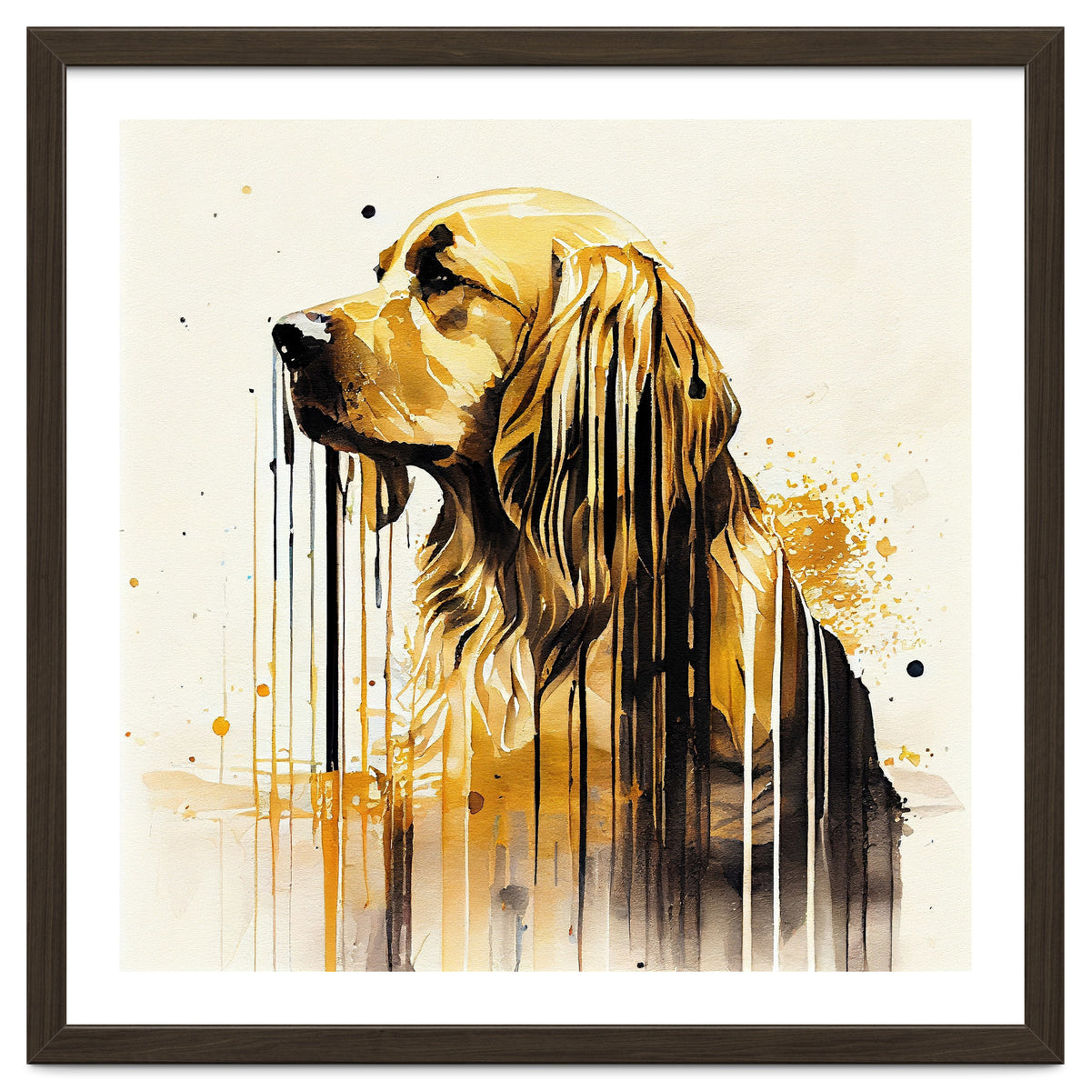 Watercolor Golden Retriever Dog