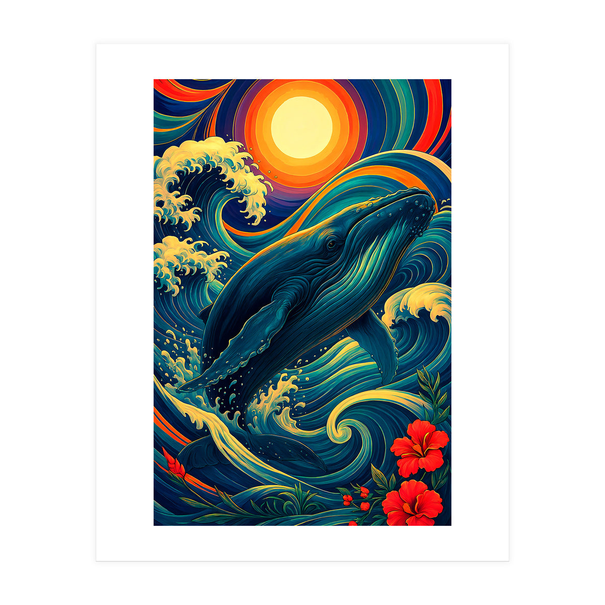 Whale Ocean Wave (Print Only)