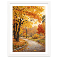 Original Autumn Park Landscape Oil Painting Style