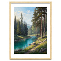 Serene Alpine Forest River Landscape