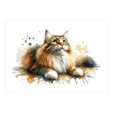 Majestic Cat With Watercolor Splashes (Print Only) thumbnail