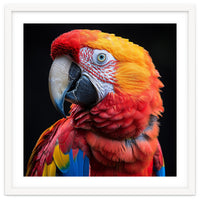 Scarlet Macaw Parrot Close Up Portrait Vivid Colors