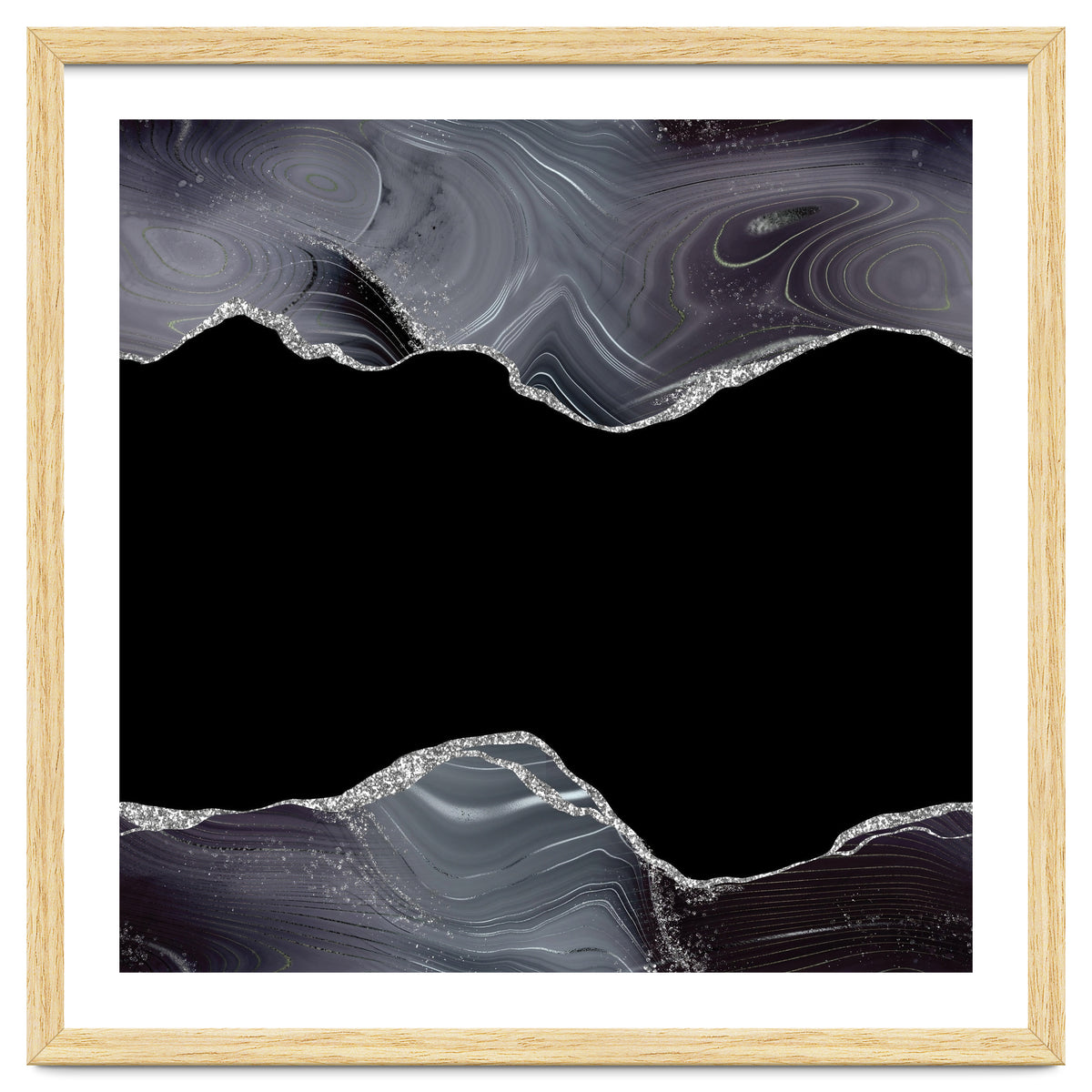 Black & Silver Glitter Agate Texture 04