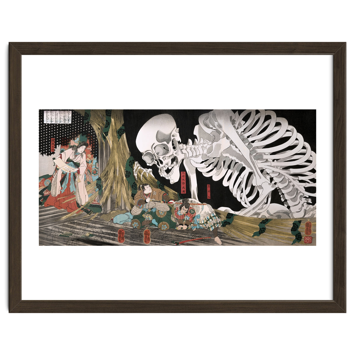 Utagawa Kuniyoshi – Mitsukuni Defying the Skeleton Specter (1910) | Dramatic Japanese Ukiyo-e Masterpiece