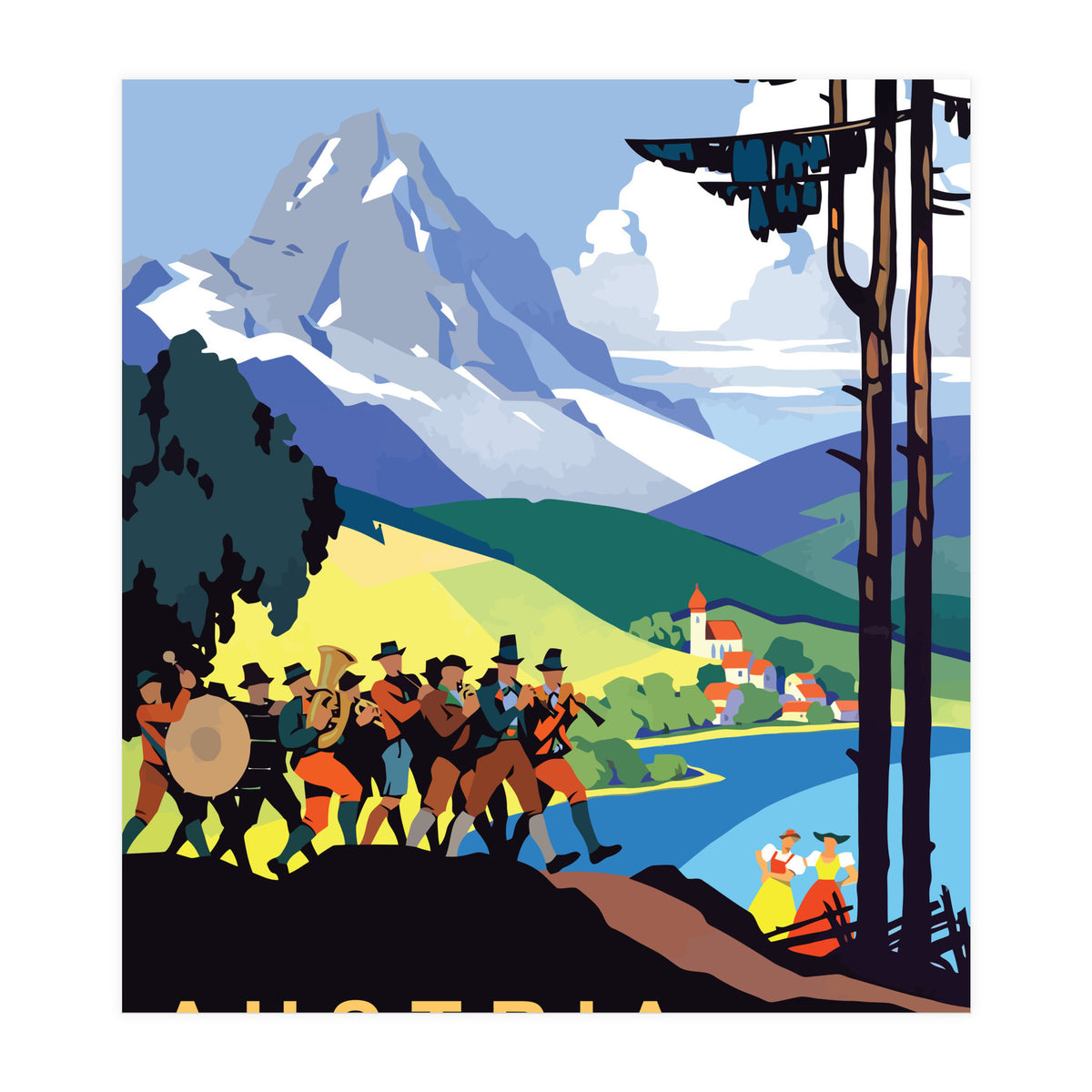 Austria, Music Orchestra on Picnic (Print Only)