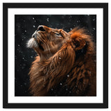 Lion Looking Up In The Snow Majestic thumbnail