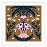 Pink Moth with Flowers on a brown background thumbnail