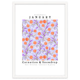Carnations And Snowdrop January Birth Flower Floral Print thumbnail