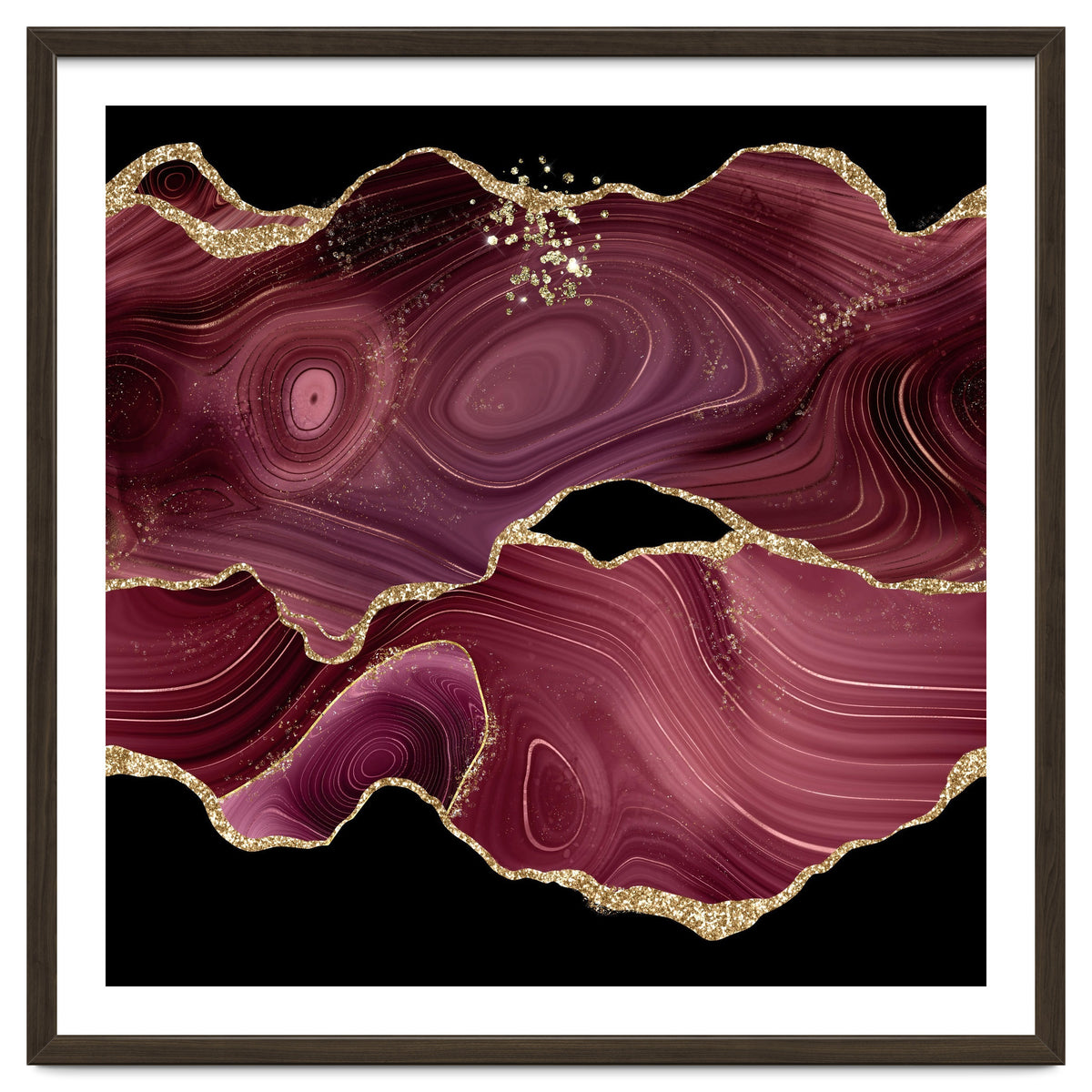 Burgundy & Gold Glitter Agate Texture 03