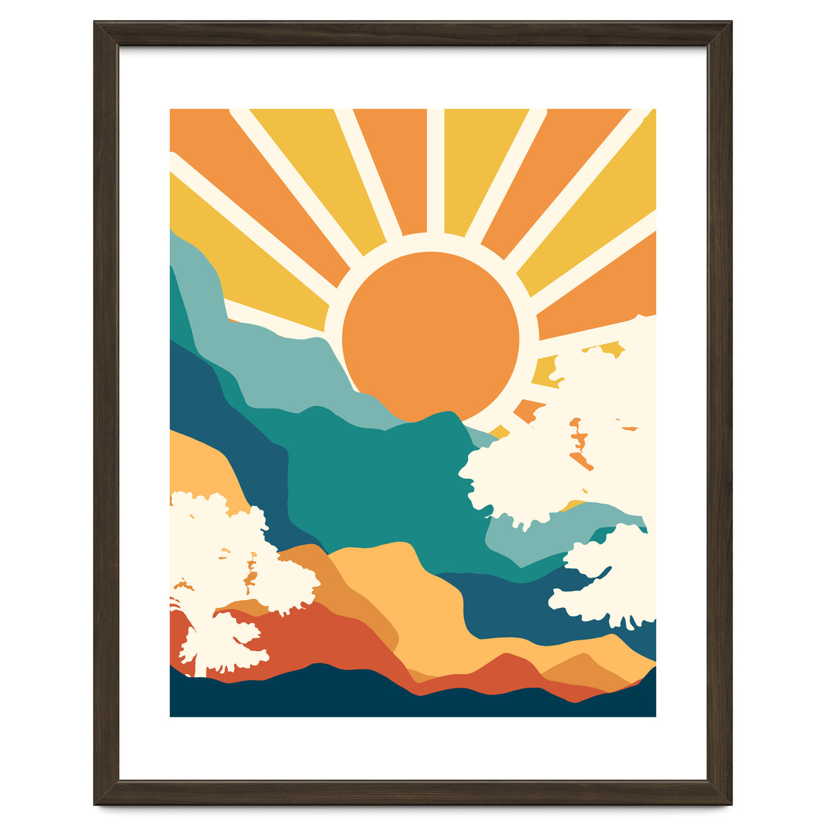 Sunrise Mindset, Positivity Optimism Self Love Self Care Growth, Nature Retro Eclectic Bohemian Peace Contemporary