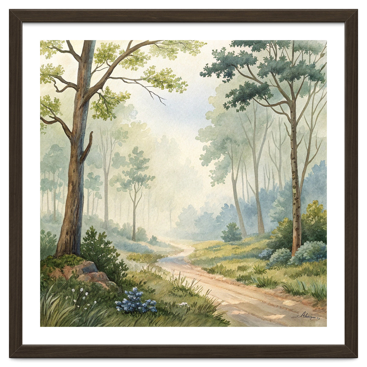 Atmospheric Forest Watercolor Painting
