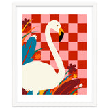Checkers & The Great Egret, Wildlife Animals Maximalist Eclectic, Bold Heron Botanical Nature Jungle Bohemian thumbnail