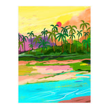 Tropical Backwaters Of Kerala, Nature Jungle Forest Landscape Painting, Dreamy Scenic Travel Lake Palm Bohemian (Print Only) thumbnail