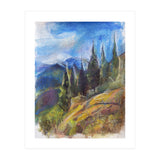 Pastel drawing of an Alpine Pine Forest (Print Only) thumbnail