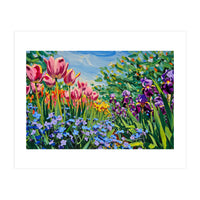 Vibrant Spring Meadow Oil Painting (Print Only)