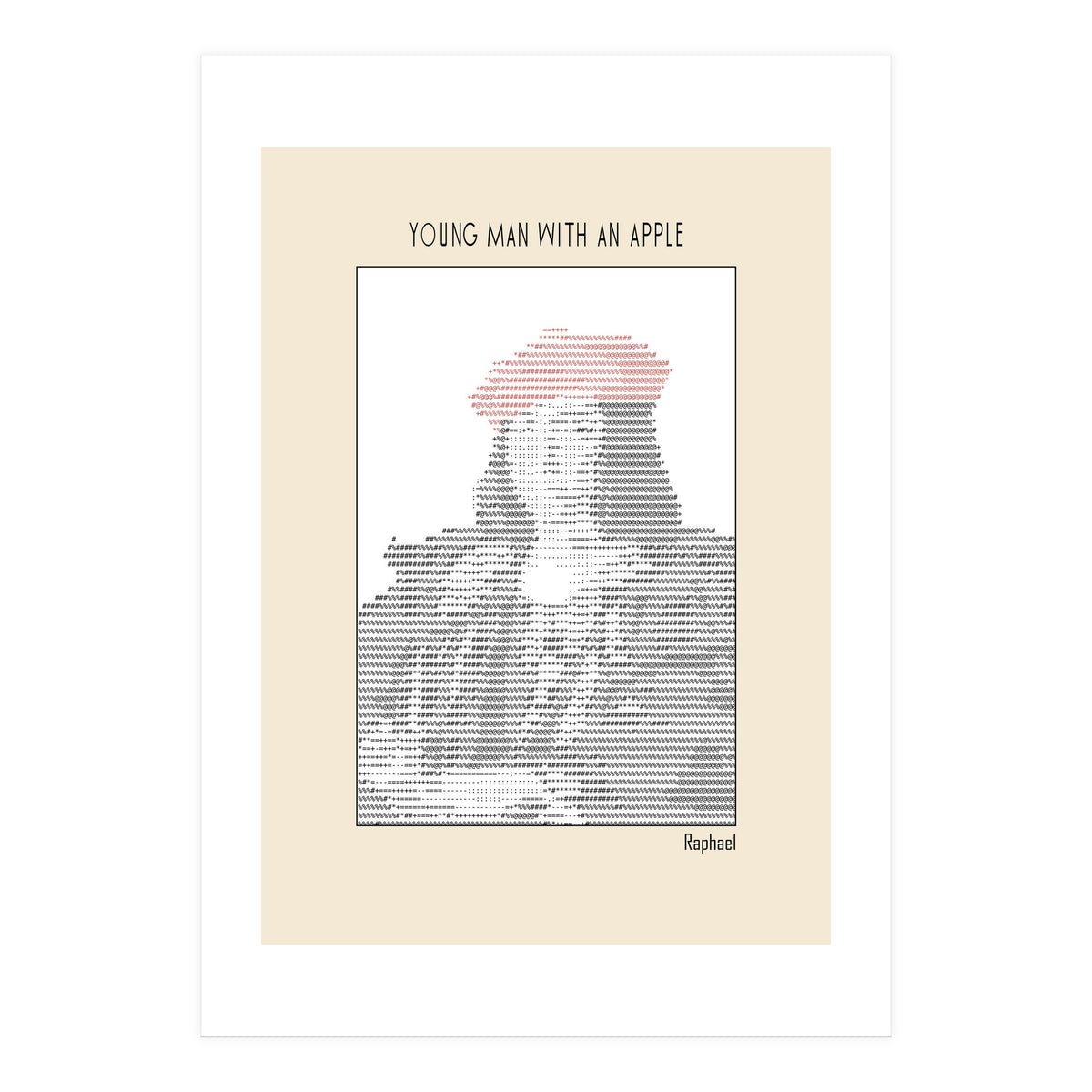 Young Man with an Apple (1505) – Raphael (ascii art)  (Print Only)