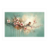Bird Resting On Cherry Blossom Branch (Print Only) thumbnail