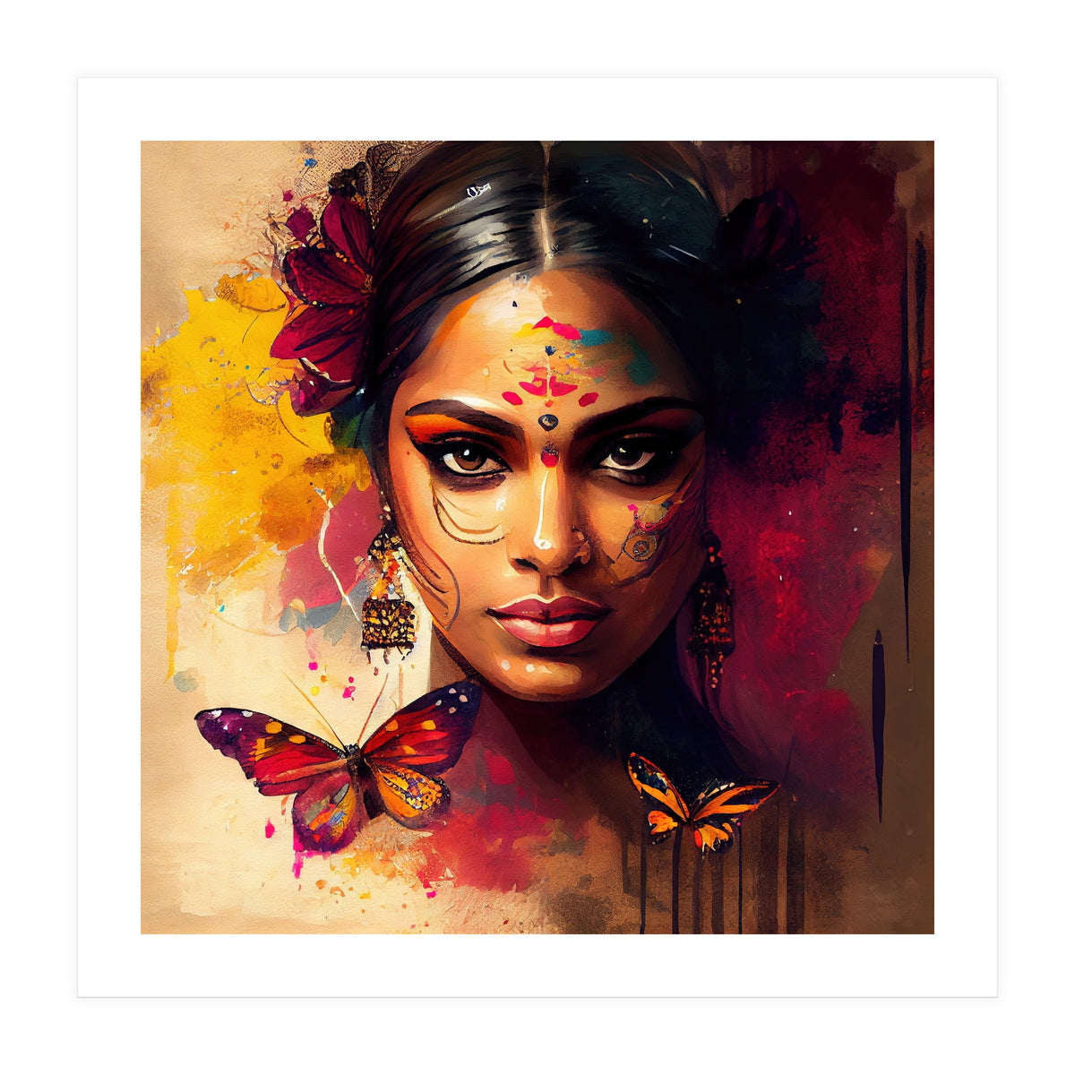 Golden Butterfly Hindu Portrait (Print Only)