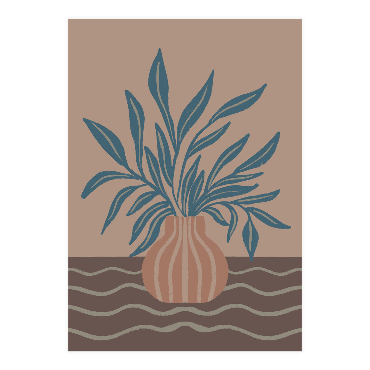 Modern Vase with Tropical Leaves (Print Only)