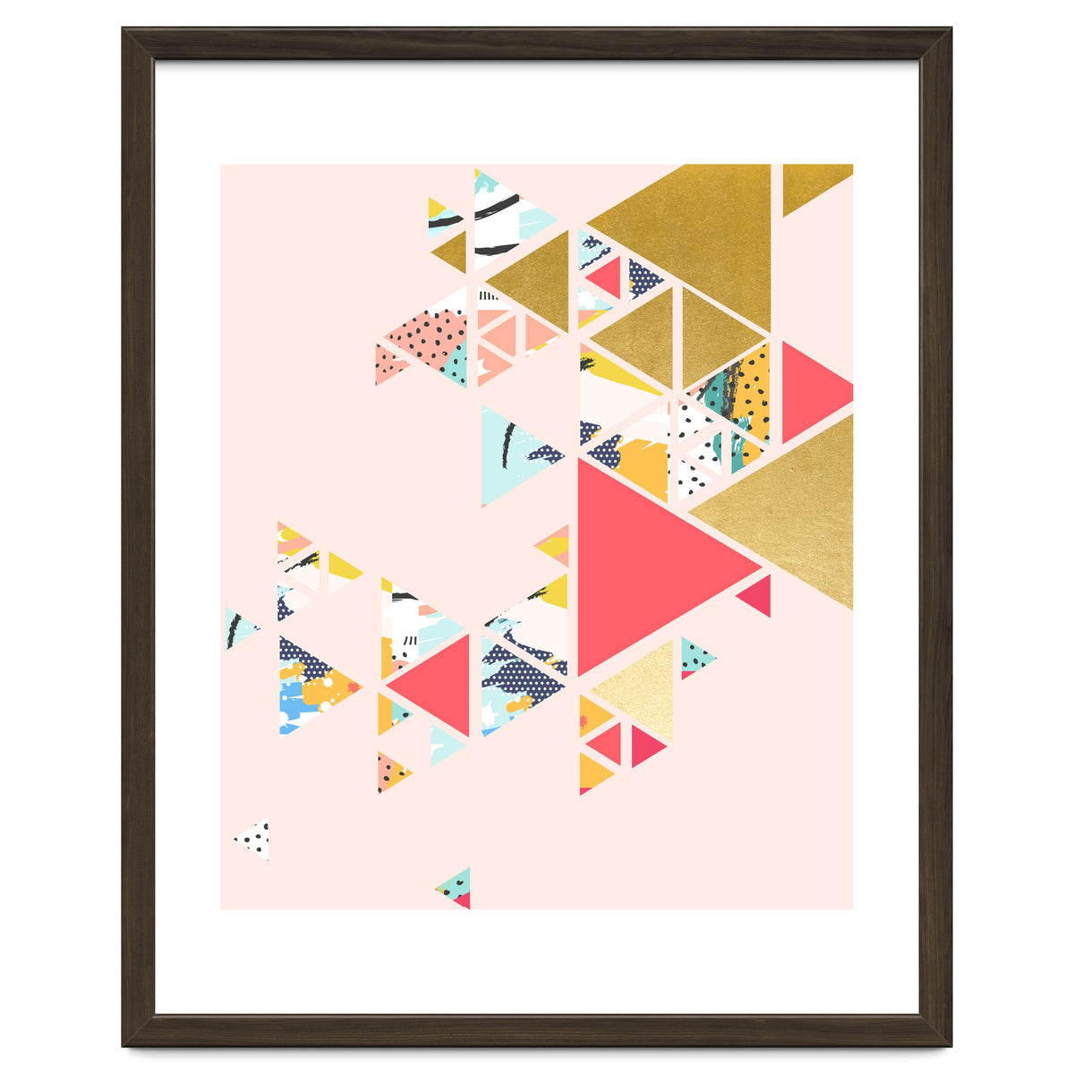 Gold Abstraction, Abstract Eclectic Colorful Geometrical, Blush Pastel Metallic Chic Graphic Design
