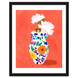 The Flowerpot, Floral Nature Watercolor Painting, Eclectic Bohemian Blossom Plants, Maximalism Contemporary Boho thumbnail