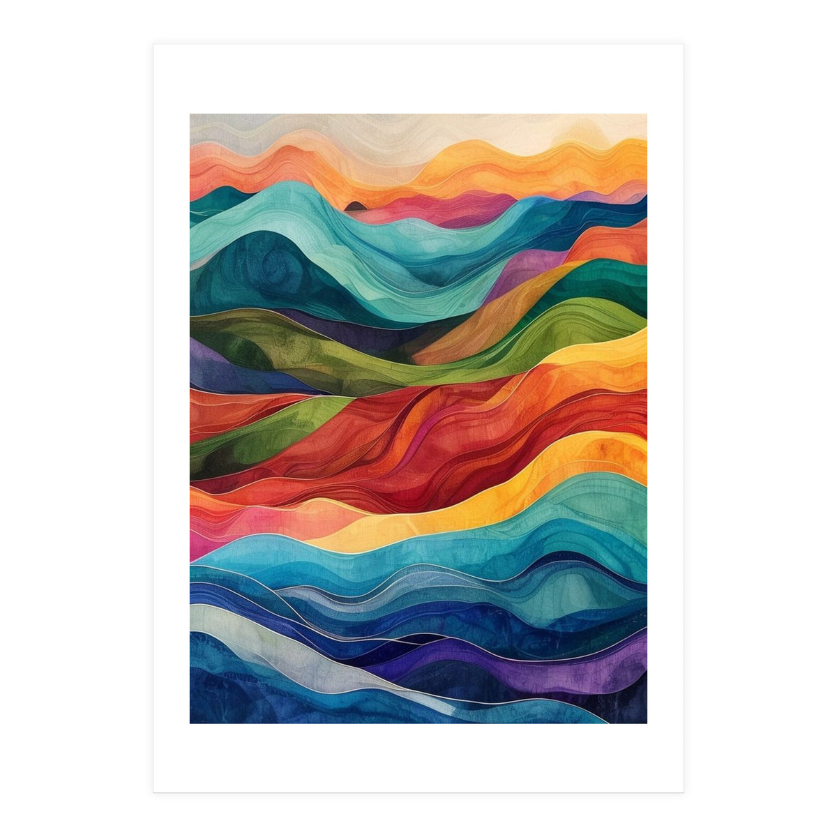 Abstract Rainbow Wave Landscape (Print Only)