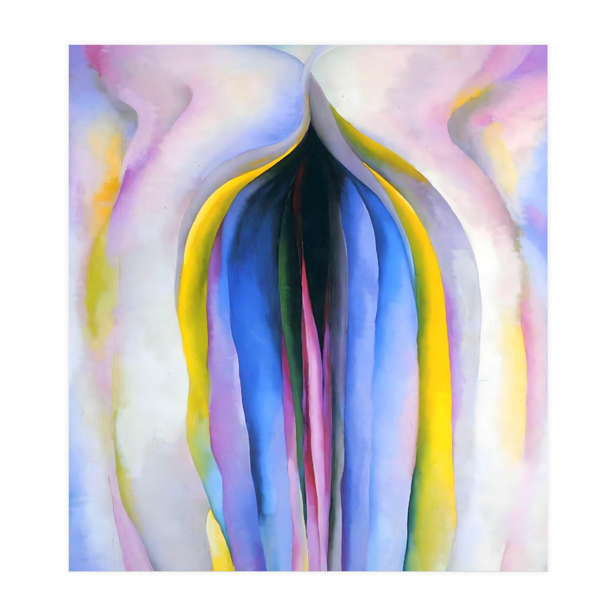 Georgia O’Keeffe – Grey Line with Black, Blue and Yellow (1923) | Elegant Abstract Modernist Composition with Bold Color Contrast (Print Only)