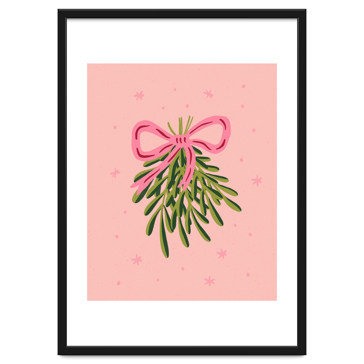 Mistletoe And Pink Bow